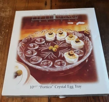 NIB Fifth Avenue "Portico" Clear Glass Deviled Egg Serving Tray 10.5" Holiday