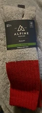 Alpine Design 2 Pr Men's Thermal Boot Socks Large 8-12 Calf Cut Heavy Weight New