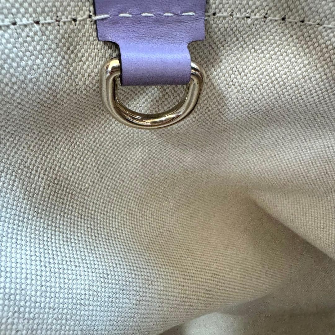 GUCCI GG Canvas Leather Tote Bag Purple with Pouch, Used, Slight Wear thumbnail 5