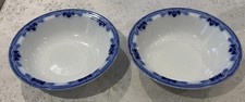 Two Antique WH Grindley Idris Clover Pattern Serving Bowls 10" Flow Blue
