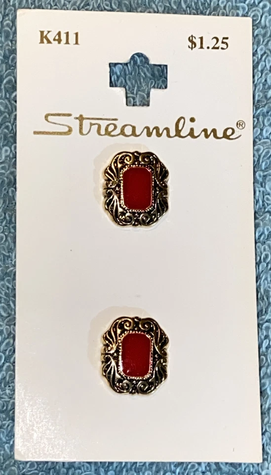 Streamline Buttons Sz 24 5/8” Red & Gold K411 NOS - Image 2 of 3
