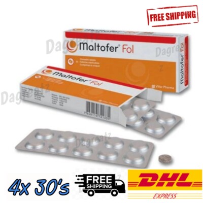 4X Maltofer Fol 30's Chewable Tablets  For Iron Deficiency- Free ExpressShipping