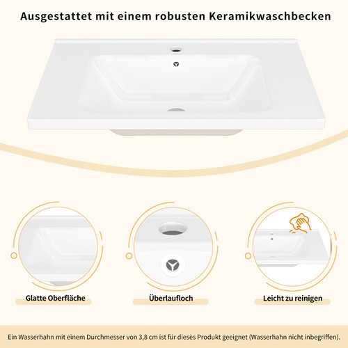 120cm Waschbecken mit Unterschrank Badmöbel Set Freistehend Keramik Waschtisch - Bild 11 von 15
