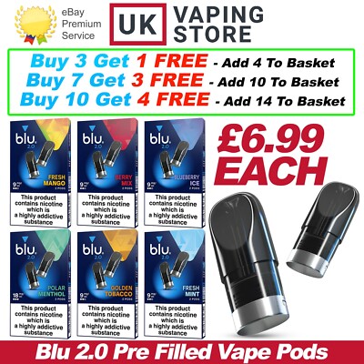 Blu 2.0 Pre-Filled Replacement Pods - 9mg 18mg Pack of 2 Blu Vape Pods | eBay UK Blu 2.0 Pre-Filled Replacement Pods - 9mg 18mg Pack of 2 Blu Vape Pods | eBay UK