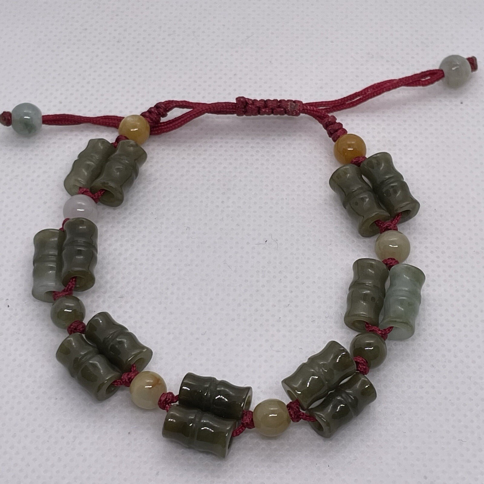 Green Jade Stone Adjustable Red String Bracelet - image 1