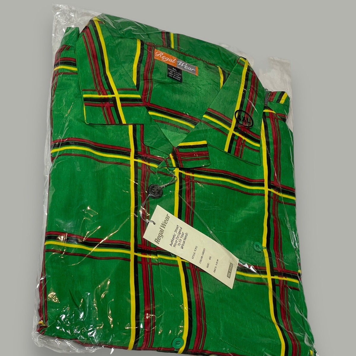 【かず】 NOS Regal Wear Mens 4XL Outfit Green Button Up Shirt And Shorts