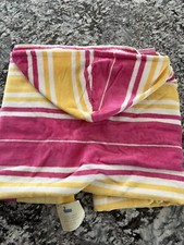 Pottery Barn Kids Seaside Stripe Beach wrap kid hooded towel pink yellow new