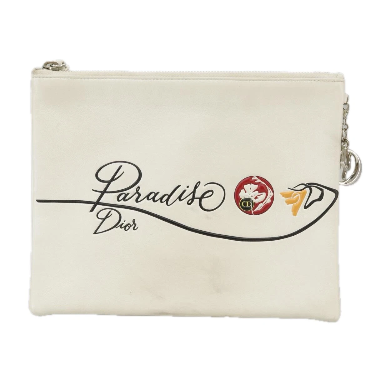 Sac pochette Dior Paradise en cuir blanc authentique