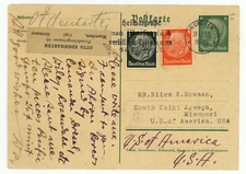 Germany to USA Stationery Postal Card 1935 Munich