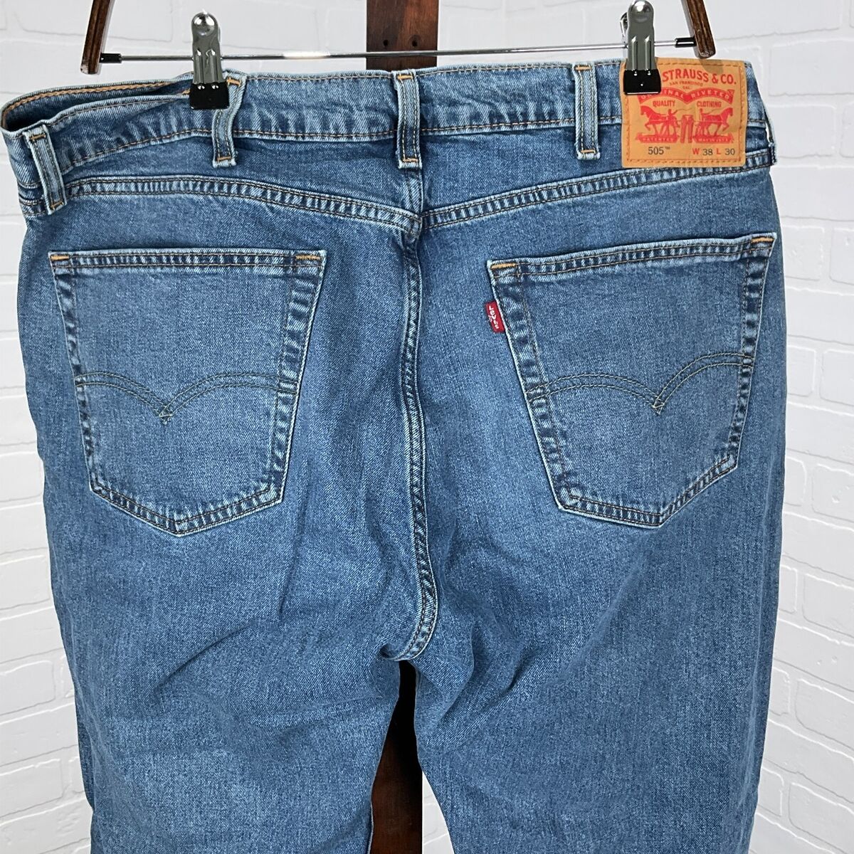 Levis 505 Men Jeans 38Wx30L ACT 37x29 Blue Straight Leg PC9 Levis 505 Men Jeans 38Wx30L ACT 37x29 Blue Straight Leg PC9