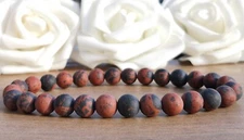 Frosted Mahogany Obsidian Bead Stretch Bracelet, 8mm Stone Stacking Bracelet