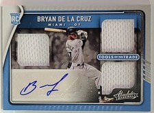 Bryan De La Cruz 2022 Panini Absolute Auto Triple Patch Card 75/99 Miami Marlins