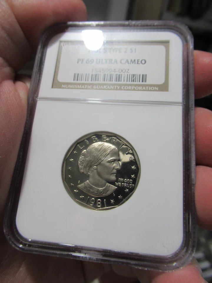 1981 S Type 2 Susan B. Anthony Dollar, SBA, NGC PF 69, ULTRA CAMEO - Image 2 of 3
