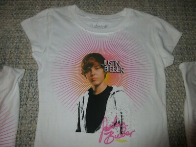 Vintage young Justin Bieber Tシャツ ホワイト 2010 Young Justin Bieber Kids Girls Youth Medium 10/12 T-Shirt