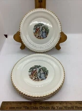 The Harker Pottery Co. 6 1/4" Dessert Plates 22K Gold Trim Colonial Set Of 5