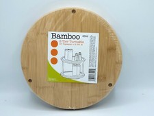 Bamboo Wood 2 Tier Turntable 10 Inch Kitchen Pantry Organizer Rack Storage New