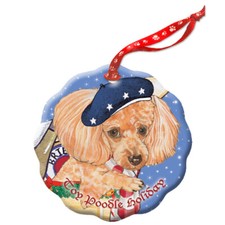 Poodle Apricot Poodle Holiday Porcelain Christmas Tree Ornament
