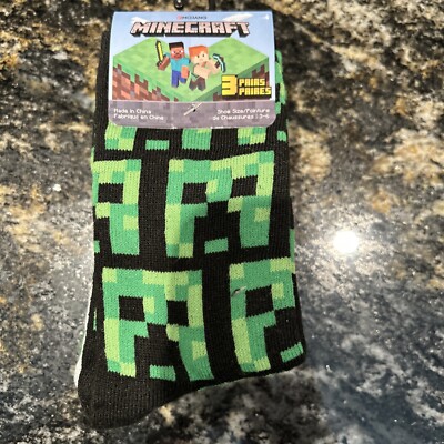 Kids Minecraft 3pk Socks Sz 3-6 