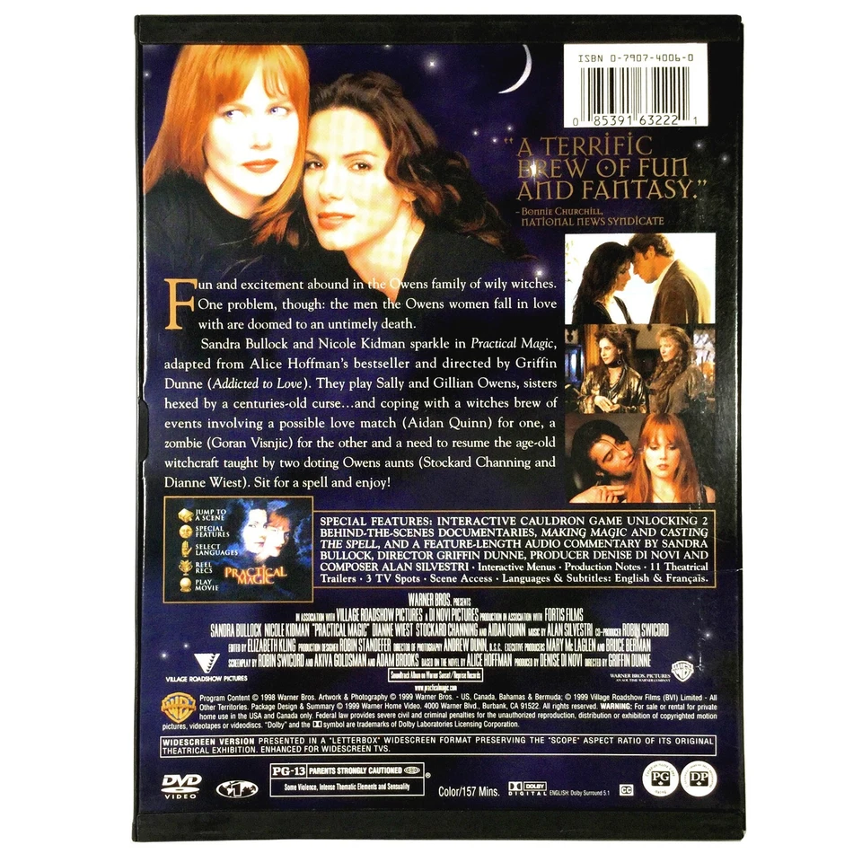 Practical Magic (DVD, 1998, Widescreen) Like New !  Nicole Kidman - Image 2 of 3