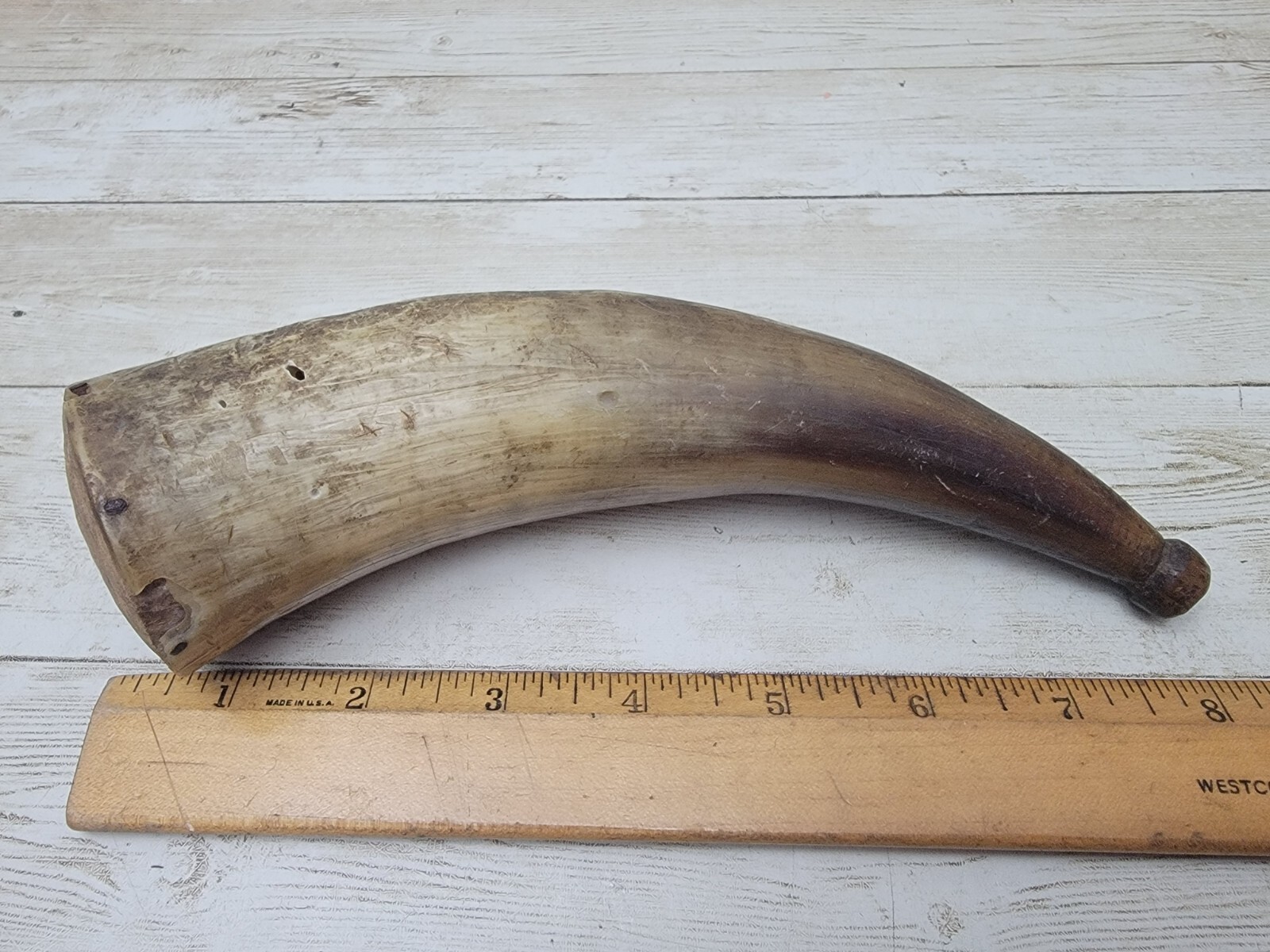 Antique Vintage Powder Horn OLD Rare 1887 Carved on Side eBay