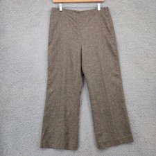 Talbots Pants Womens 12 Petite Olive Green Trouser Lined Wool Silk Blend NEW
