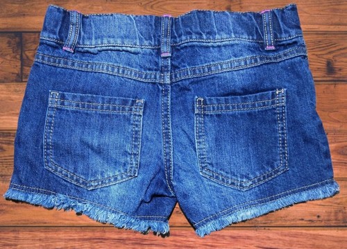 Shorts Girls Denim Blue Frayed Hem Mid Rise Adjustable Waist Cotton 4-5 - 9-10y - Picture 2 of 9