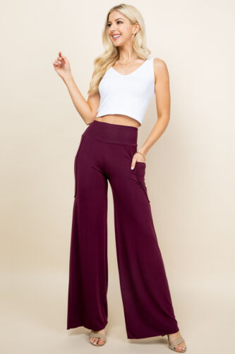 Simplicitie Lounge Wide Leg Palazzo Pants Pants S-3X Plus Size Made in USA - Picture 25 of 48