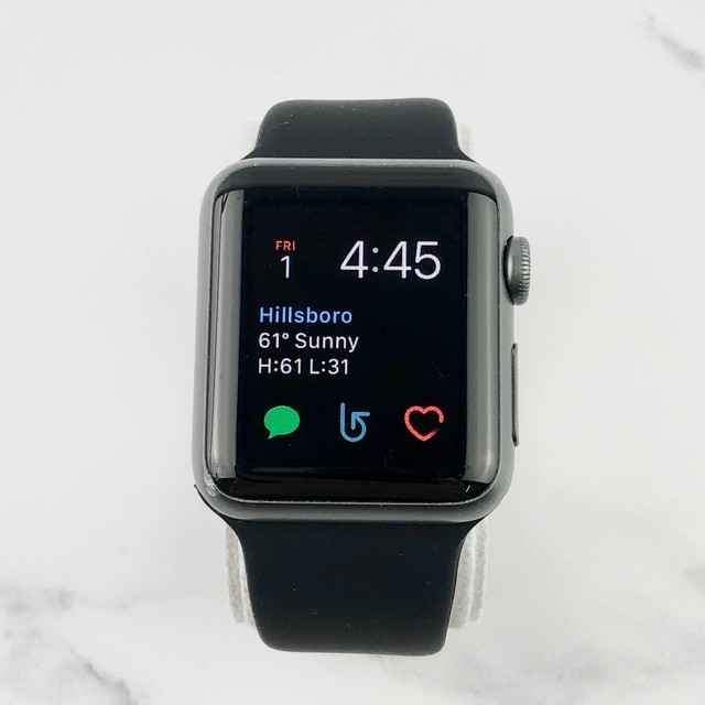 Apple Watch Sport 42mm Space Gray Aluminum Case Black Band Smartwatch - (MJ3T2LL/A) for sale
