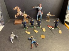 8 Vintage Lead US Soldiers  Horse: Civil War  1876, 1 Confederate 3.75" Tall