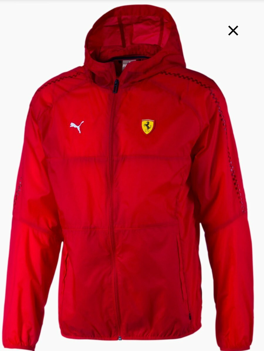 ウェア Authentic Ferrari F1 Raincoat rare Scuderia Ferrari F1 Puma Men's Rain Jacket -Black/Red