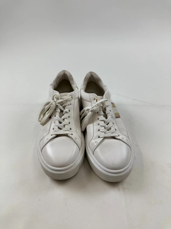Ted Baker Sneakers Womens US 8.5 EU 39 White Metallic Detail Webbing Trainers - Image 2 of 4