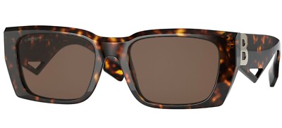 New Burberry Poppy BE4336 392073 53mm Dark Havana Sunglasses Burberry Poppy BE 4336 Plastic Womens Rectangle Sunglasses  main image 3