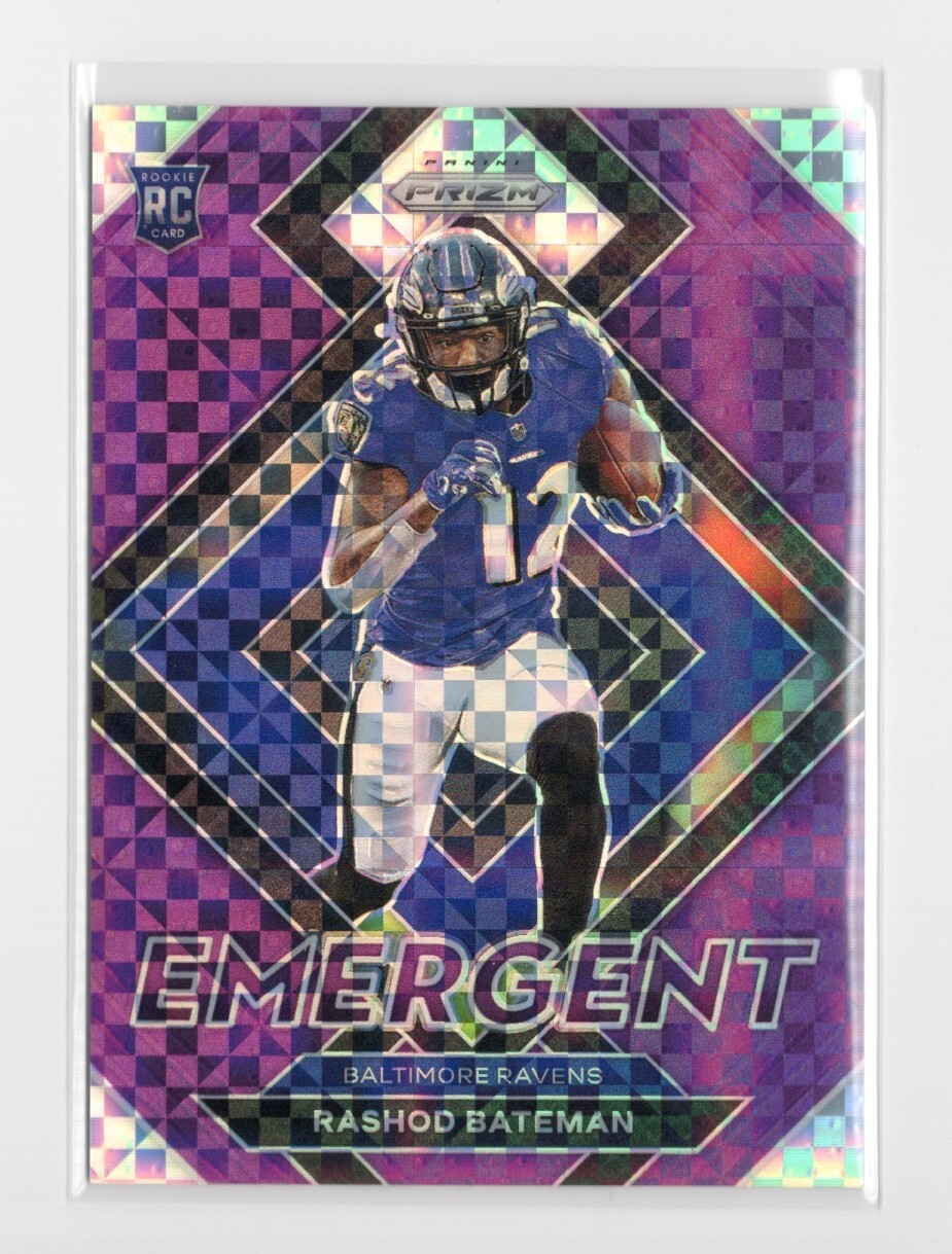 2021 Panini Prizm Emergent Purple Power Rashod Bateman #/49 Rookie Card RC
