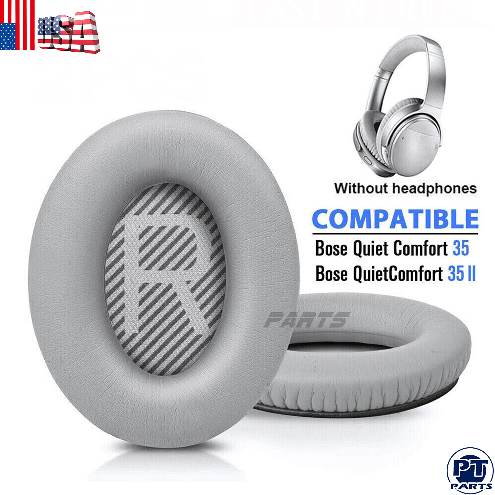Replacement Ear Pads Cushion Cover for QuietComfort QC35 QC35II Bose Headphones-image