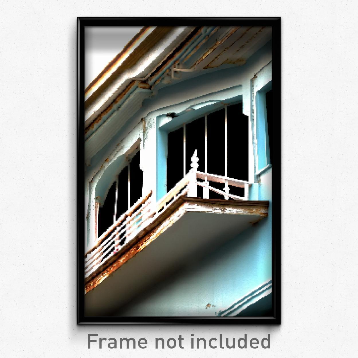Pixel Art Poster - Worn Balcony (8 Bit Psychedelic Trippy Video Game Print)