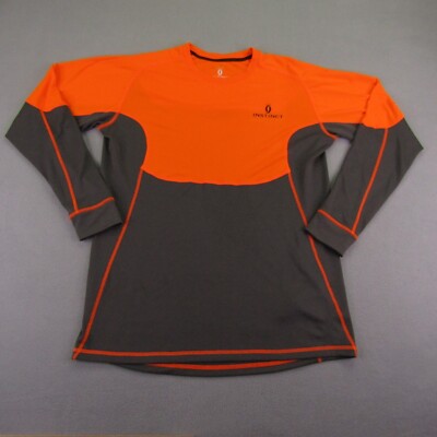 Cabelas Shirt Men Large Orange Gray Instinct Precision Hunting Base Layer Hi Vis