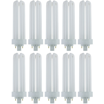 10Pack CFL Triple U-Shaped Tube, 4100K, PLT 4-Pin, 42W, GX24Q4, 3200LM