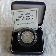 UK 1992 - 1993 EEC 50 PENCE SILVER PROOF - boxed/coa