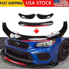 Front Bumper Lip Spoiler+Splitter Body Kit glossy Black For Subaru WRX STI