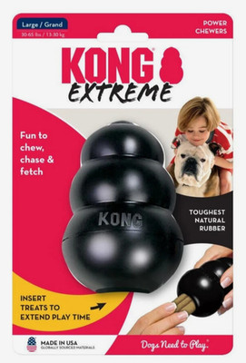 Kong Extreme Dog Toy Durable Rubber Fetch & Chew Treat Stuffable Black Large 3''