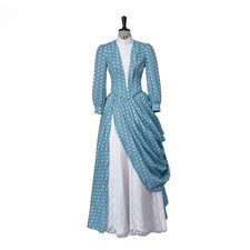 Cosplay The Gilded Age Costume Blue Vintage Victorian Bustle Gown Dress Medieval