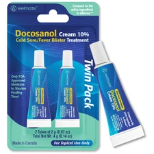 WELMATE Docosanol 10% Cream Cold Sore Treatment (Generic Abreva) 2 pk Exp 7/27