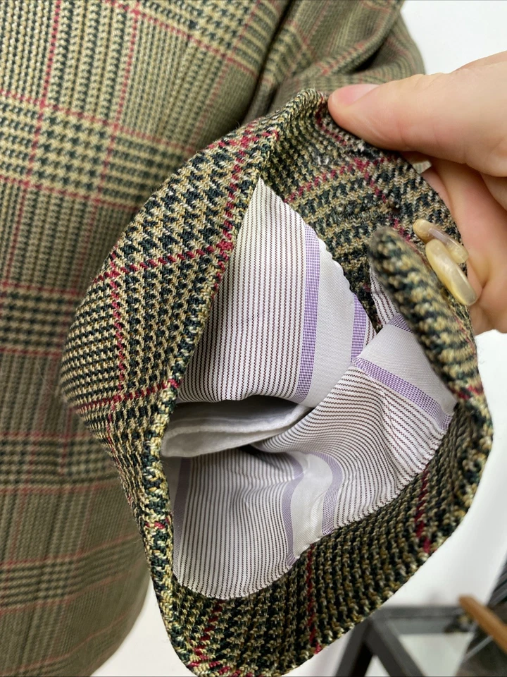Huntsman & Sons Savile Row 40S POW Check Tweed BESPOKE Sport Coat Jacket Canvas - Image 4 of 4
