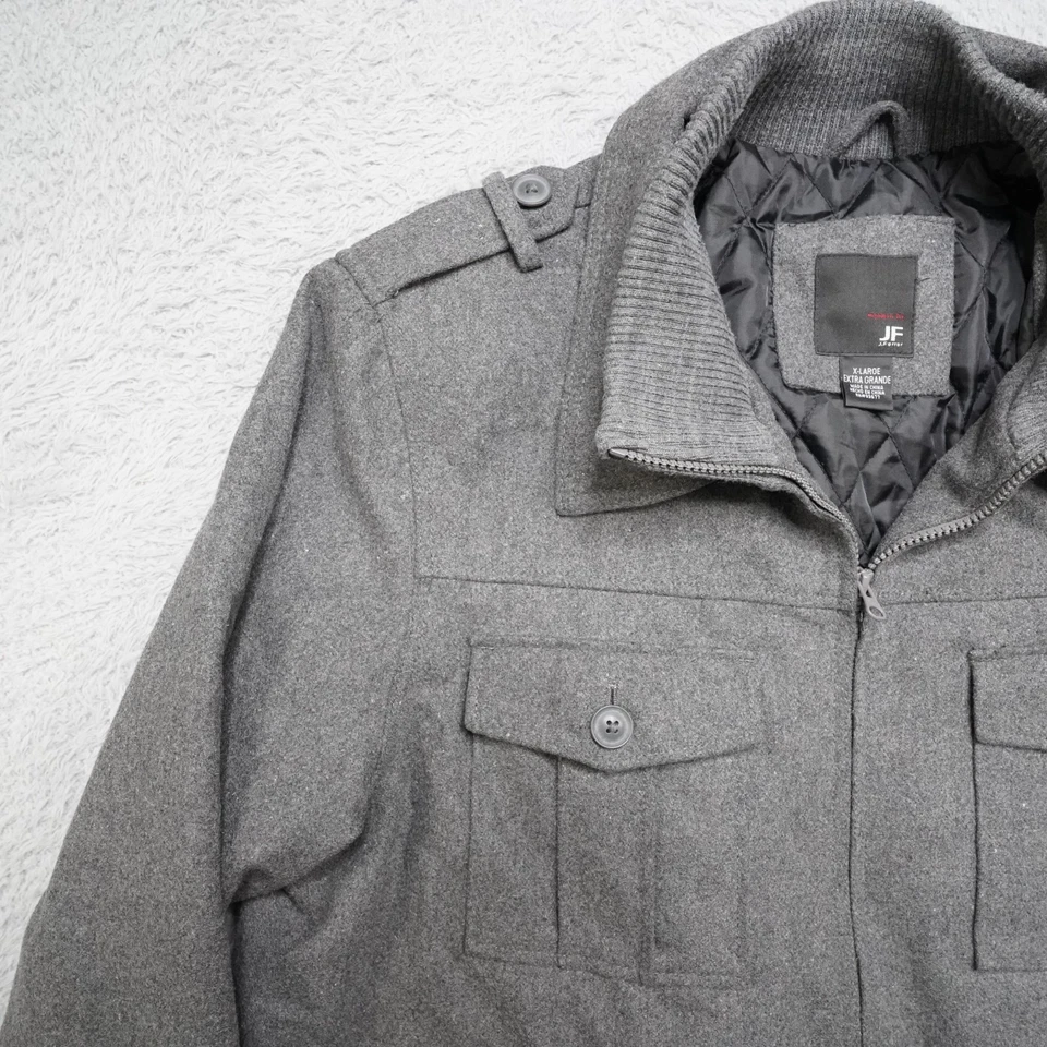 Wool Bomber Jacket Mens XL Gray Full Zip Quilted Heavy J. Ferrar - Image 4 of 4