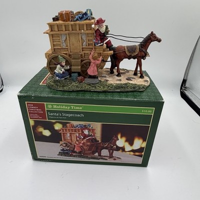 2008 Holiday Time Cowboy Christmas Collection Santa s Stagecoach Figurine 