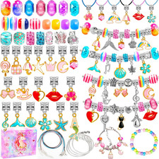 Charm Bracelet Making Kit Jewelry Craft Set for Girls Age 8 12 Beads Necklace