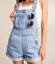 Levi  s Women  s Light Wash Blue Denim Vintage Shortall Overall Sz Medium NWT