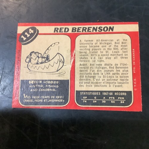 RED BERENSON 2 CARD LOT 1968-69 Topps #114 & 1970-71 Topps #103 ST. LOUIS BLUES - Picture 6 of 7