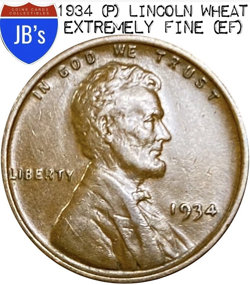 Circulated 1934 Year Lincoln Wheat US Small Cents (1909-1958) for