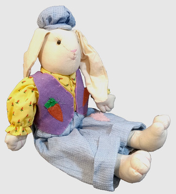 Easter Bunny Decorative Home Decor Male 17'' White Purple Orange Blue Hat Carrots